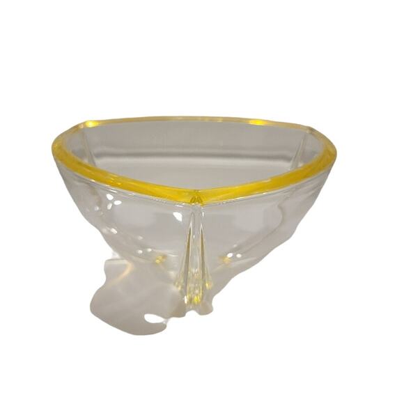 Art Deco German Crystal Bowl Volker Walther Home Decor Yellow Weighted Vintage - Picture 3 of 12